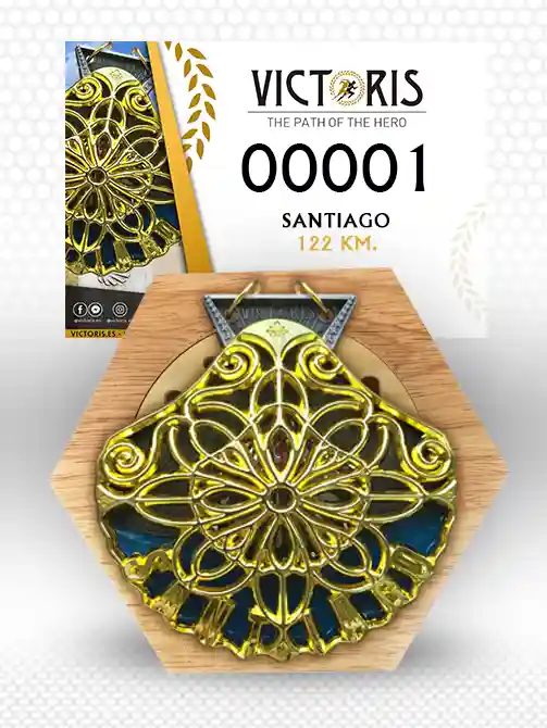 Race pack with medal and honeycomb Camino de Santiago