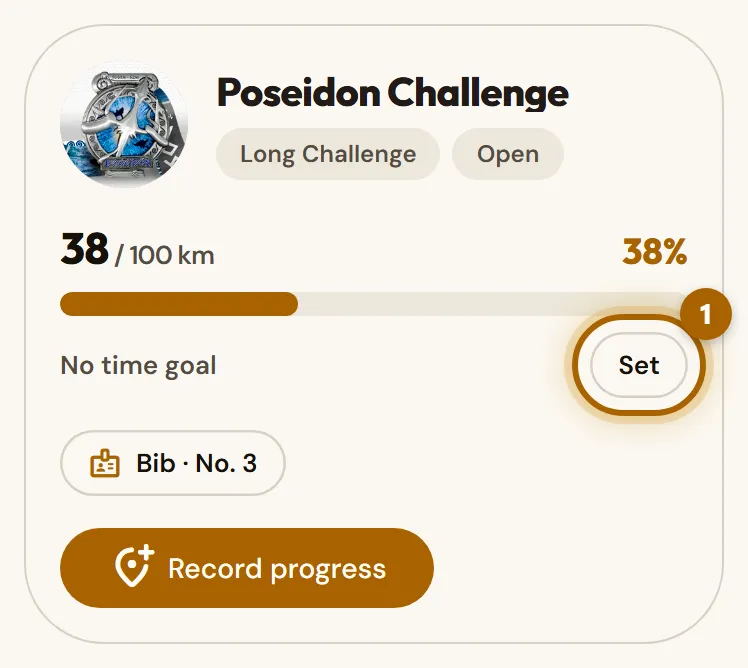 Challenge in progress with the «Set» link highlighted.