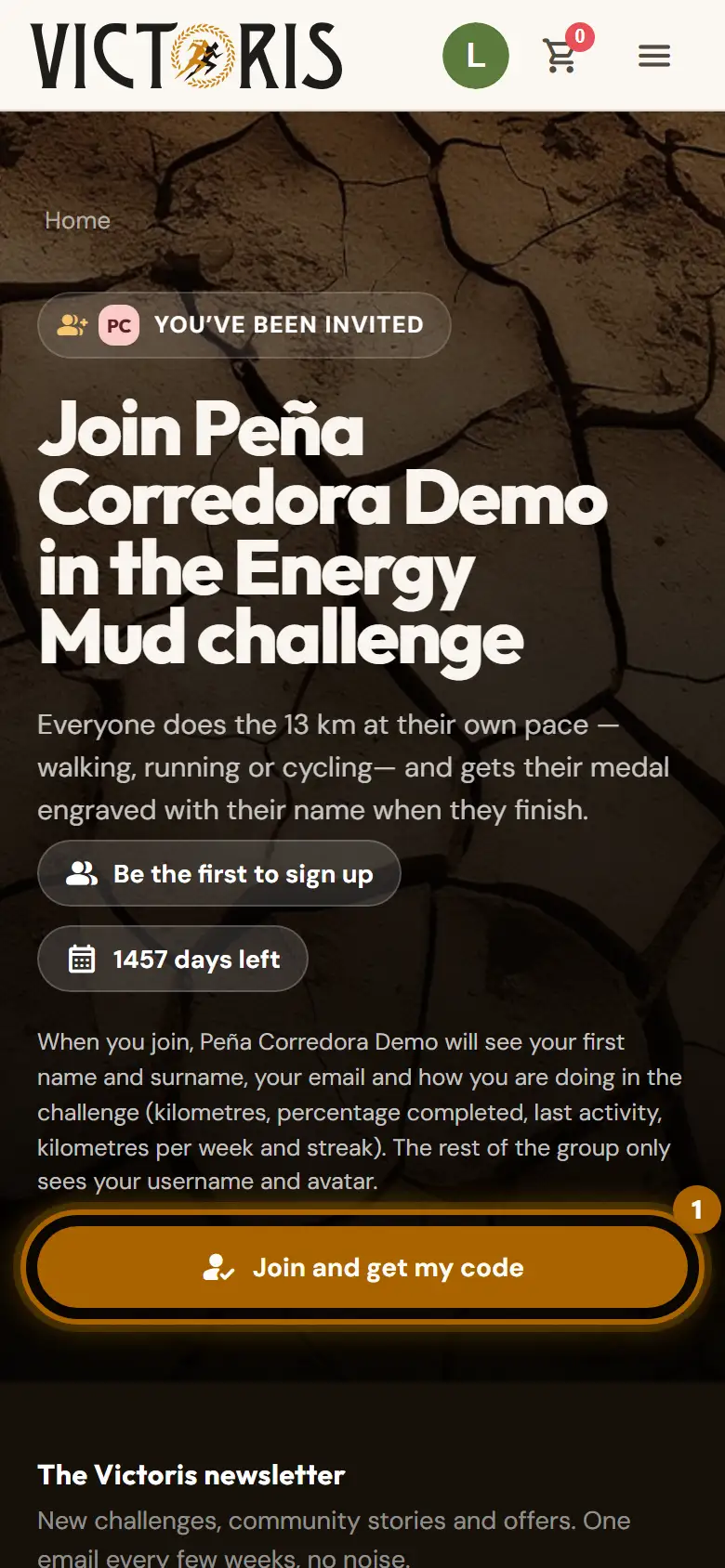 A group's «Join» page with the join button highlighted.