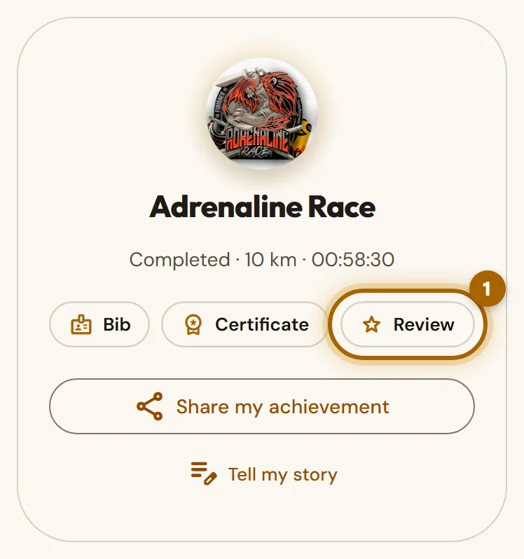 Finished challenge with the «Review» link highlighted.
