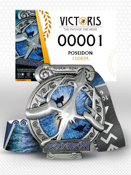 Pack de carrera con medalla de Reto de Poseidón
