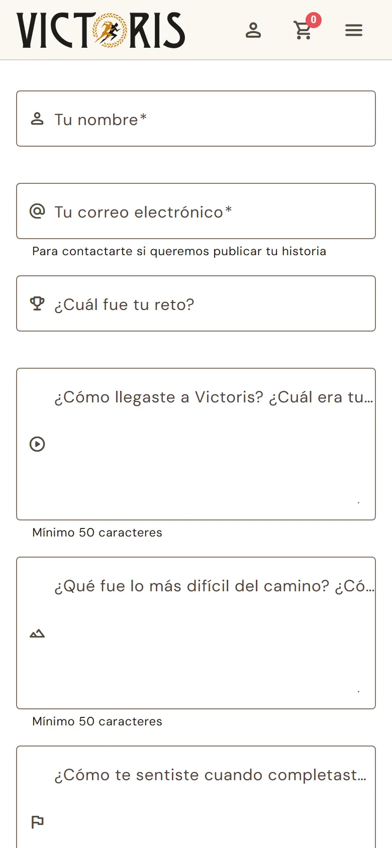 Formulario «Cuenta tu historia».