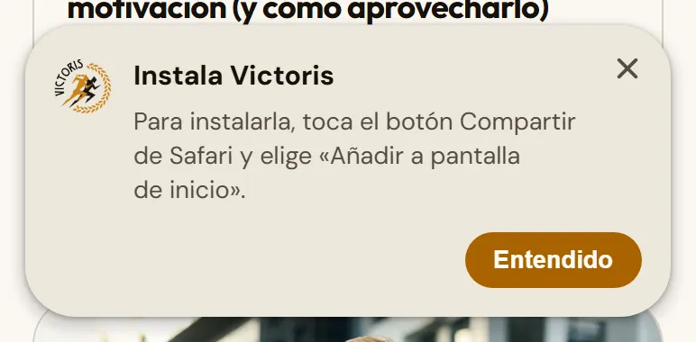 Instrucciones para instalar Victoris en el iPhone desde Safari.